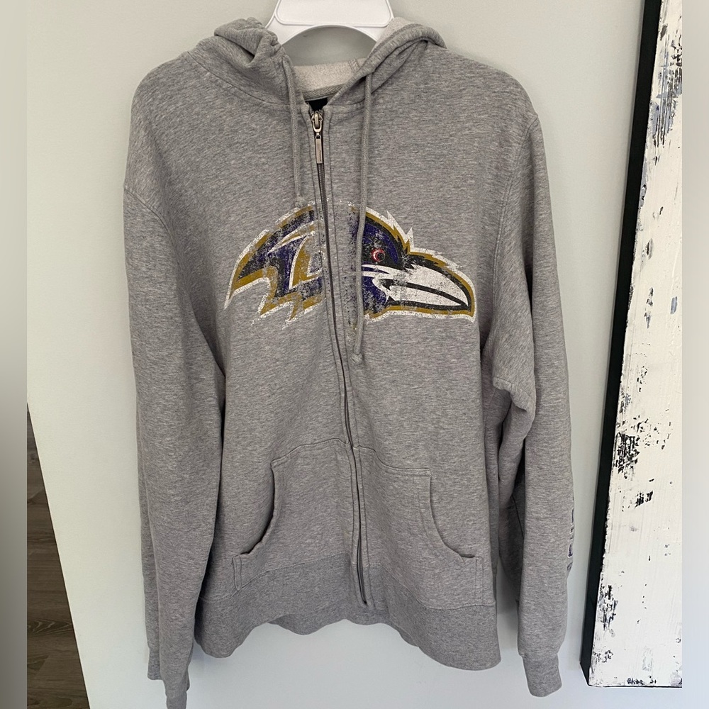 Reebok Ravens Zip up Hoodie. Gray. Size XL.